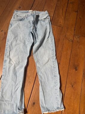 AGOLDE Straight Leg Jeans Size 29 Light Wash Raw Hem High Rise